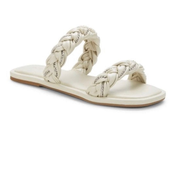 NEW BCBGeneration Cream Tanaka Chainlink Braided Sandals Size 7.5 - Picture 1 of 8